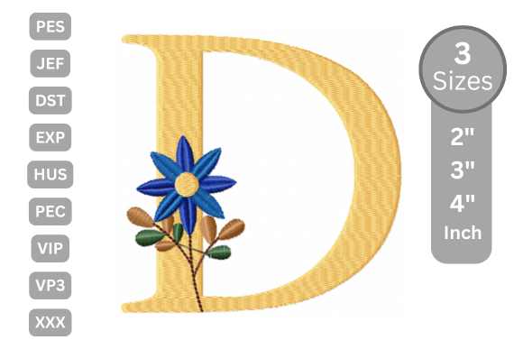 Botanical Flower Letter D