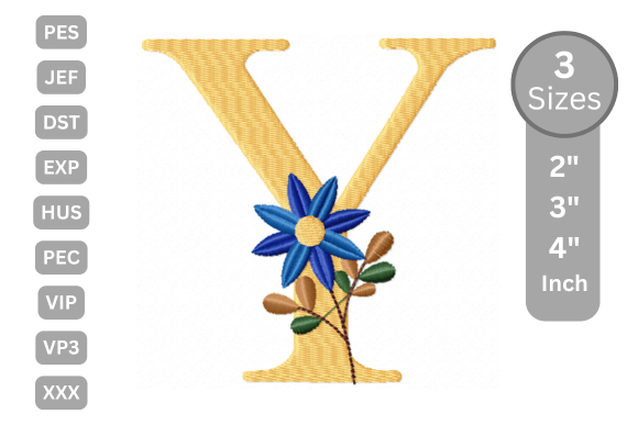 Botanical Flower Letter - Y