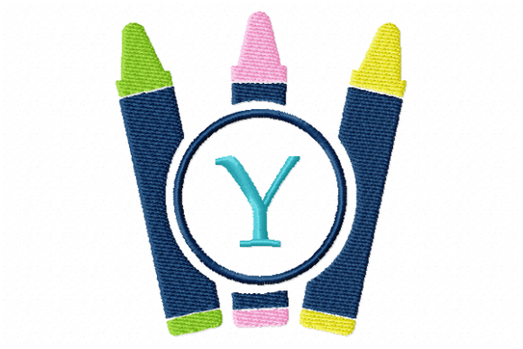 Crayons Frame Monogram Letter Y