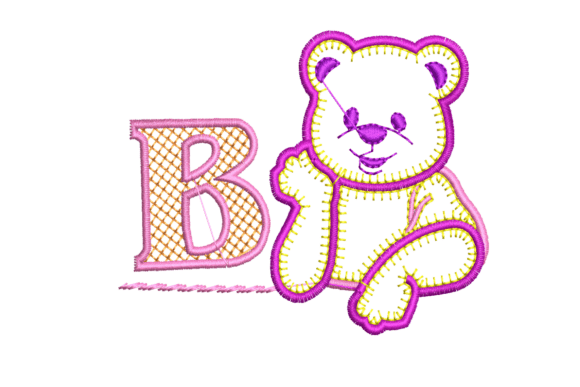 Cute Teddy Bear with Letter B Embroidery