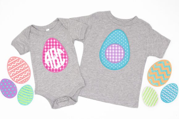 Easter Egg Round Monogram Frame Applique