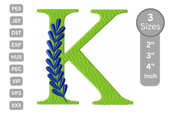 Elegant Floral Alphabet Letter-K