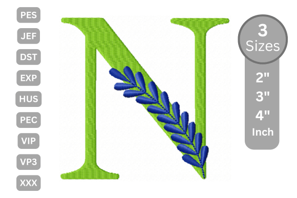 Elegant Floral Alphabet Letter-N