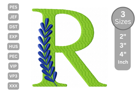 Elegant Floral Alphabet Letter-R