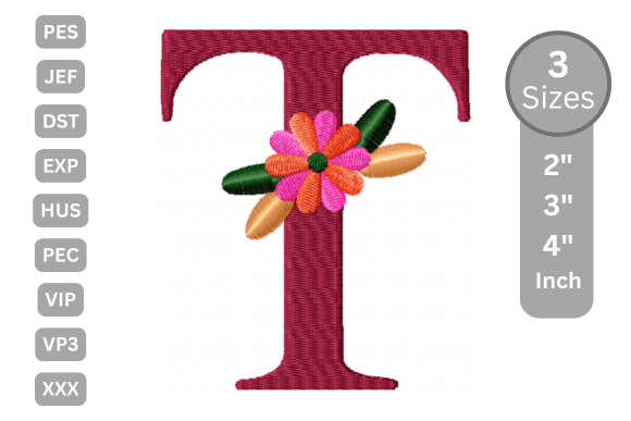 Floral Alphabet Letter - T