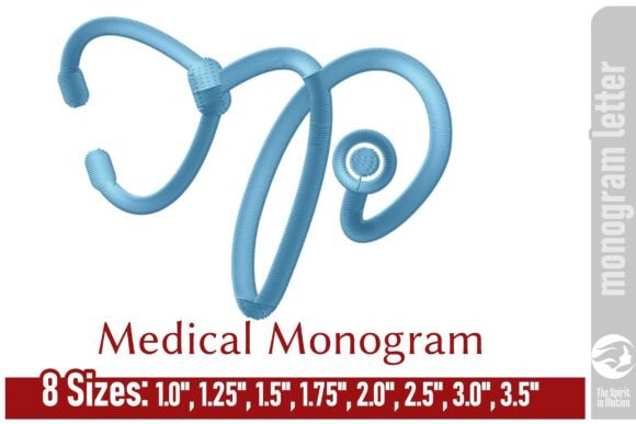 Medical Embroidery Monogram Letter - P