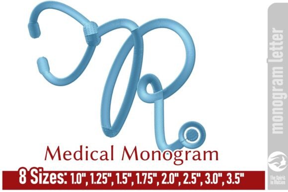 Medical Embroidery Monogram Letter - R